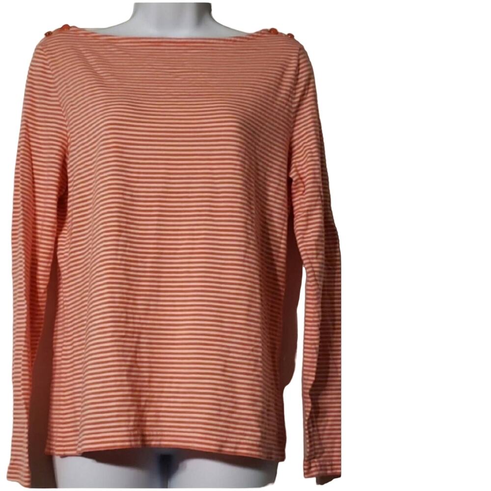 Vineyard Vines Pink and White Striped Long S leeve Top M